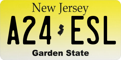 NJ license plate A24ESL