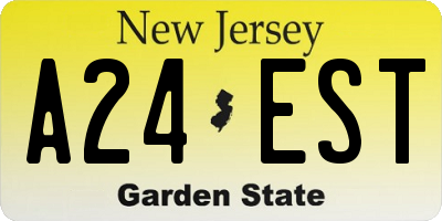 NJ license plate A24EST