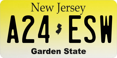 NJ license plate A24ESW