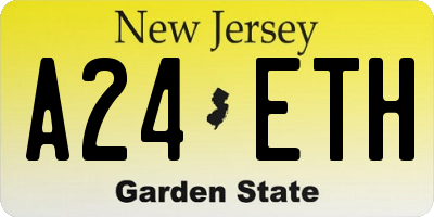 NJ license plate A24ETH