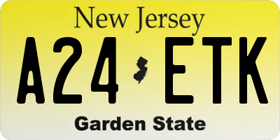 NJ license plate A24ETK