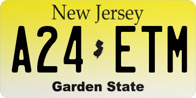 NJ license plate A24ETM