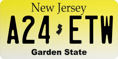 NJ license plate A24ETW