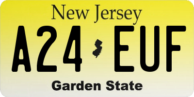 NJ license plate A24EUF