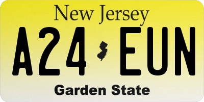 NJ license plate A24EUN