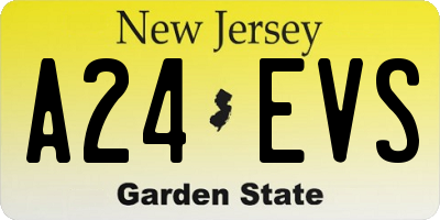 NJ license plate A24EVS