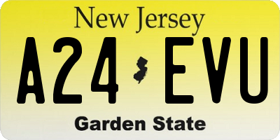 NJ license plate A24EVU