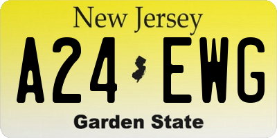 NJ license plate A24EWG