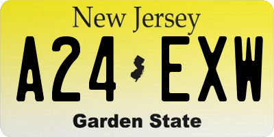 NJ license plate A24EXW