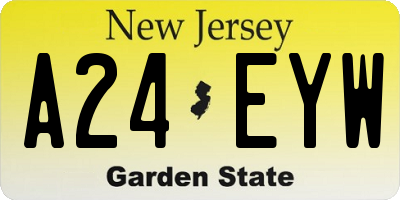 NJ license plate A24EYW