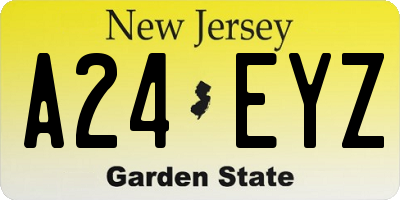 NJ license plate A24EYZ