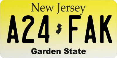 NJ license plate A24FAK