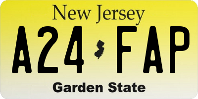 NJ license plate A24FAP