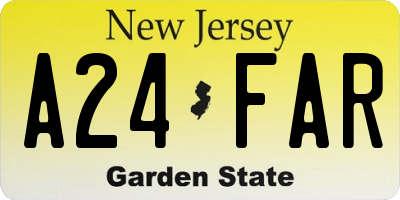 NJ license plate A24FAR