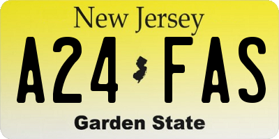 NJ license plate A24FAS