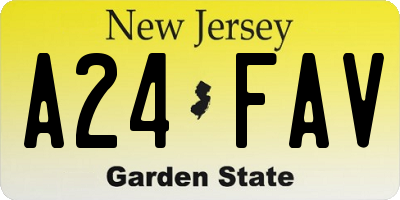 NJ license plate A24FAV