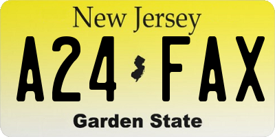 NJ license plate A24FAX