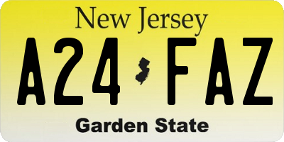NJ license plate A24FAZ