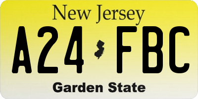 NJ license plate A24FBC
