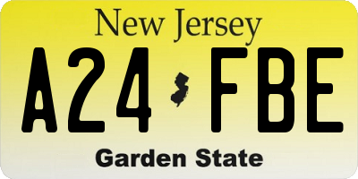 NJ license plate A24FBE