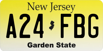 NJ license plate A24FBG