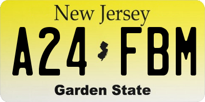 NJ license plate A24FBM