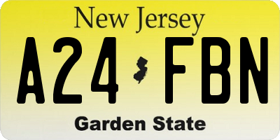 NJ license plate A24FBN