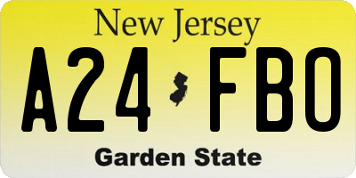 NJ license plate A24FBO