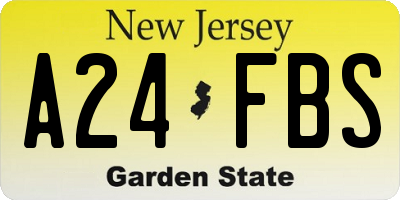 NJ license plate A24FBS