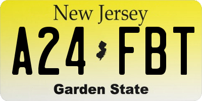NJ license plate A24FBT