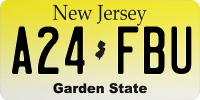 NJ license plate A24FBU