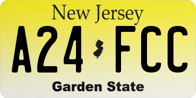 NJ license plate A24FCC