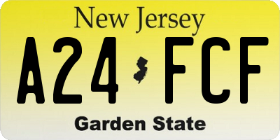 NJ license plate A24FCF