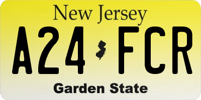 NJ license plate A24FCR