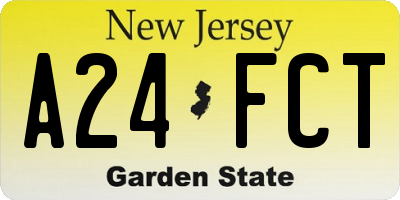 NJ license plate A24FCT