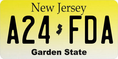 NJ license plate A24FDA