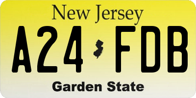 NJ license plate A24FDB