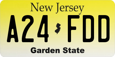 NJ license plate A24FDD