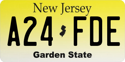 NJ license plate A24FDE