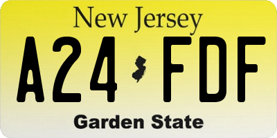 NJ license plate A24FDF