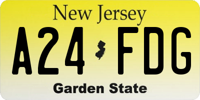 NJ license plate A24FDG
