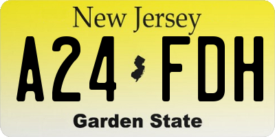 NJ license plate A24FDH