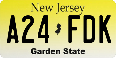 NJ license plate A24FDK