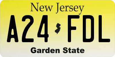 NJ license plate A24FDL