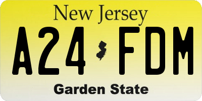 NJ license plate A24FDM