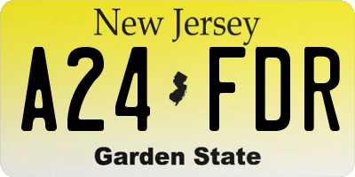 NJ license plate A24FDR