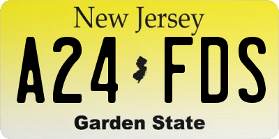 NJ license plate A24FDS