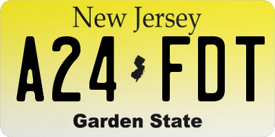 NJ license plate A24FDT
