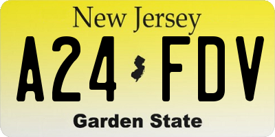 NJ license plate A24FDV