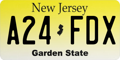 NJ license plate A24FDX